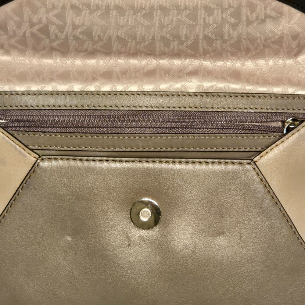 Michael Kors Lana Color Block Leather Envelope Clutch Bag 2015 Black/Grey/Taupe - Picture 9 of 12